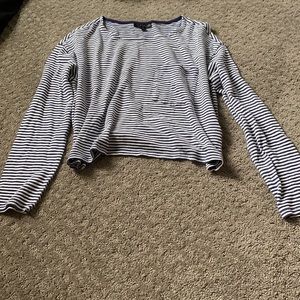 Topshop blue&white striped crop longsleeve T-shirt